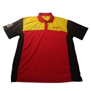 DHL CIS Uniform Polo L Short Sleeve Red Yellow Black Workwear Shirt Colorblock